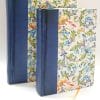 Diari in carta a mano di Amalfi e copertina rivestita in carta fiorentina ed inserti di pelle blu