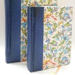Amalfi handmade paper diary with cover covered in florentine paper and blue leather inserts