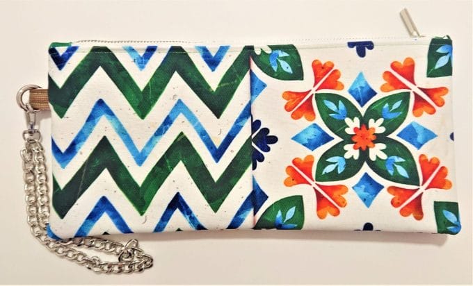 Woman pochette made with high quality fabrics with prints of the classic majolica of the Amalfi Coast