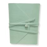 Light blue leather journal with ivory Amalfi paper inside pages.