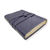 Blue leather journal with inside pages in 100% cotton Amalfi handmade paper. Size 18 x 13 cm.