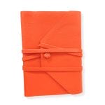 Orange leather notebook fully hand bound with Amalfi paper interior pages