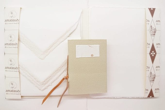 Amalfi paper gift idea with sheets and envelopes and a hand bound notebook