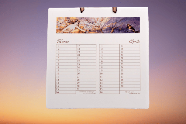 Calendario perpetuo con fogli in cotone