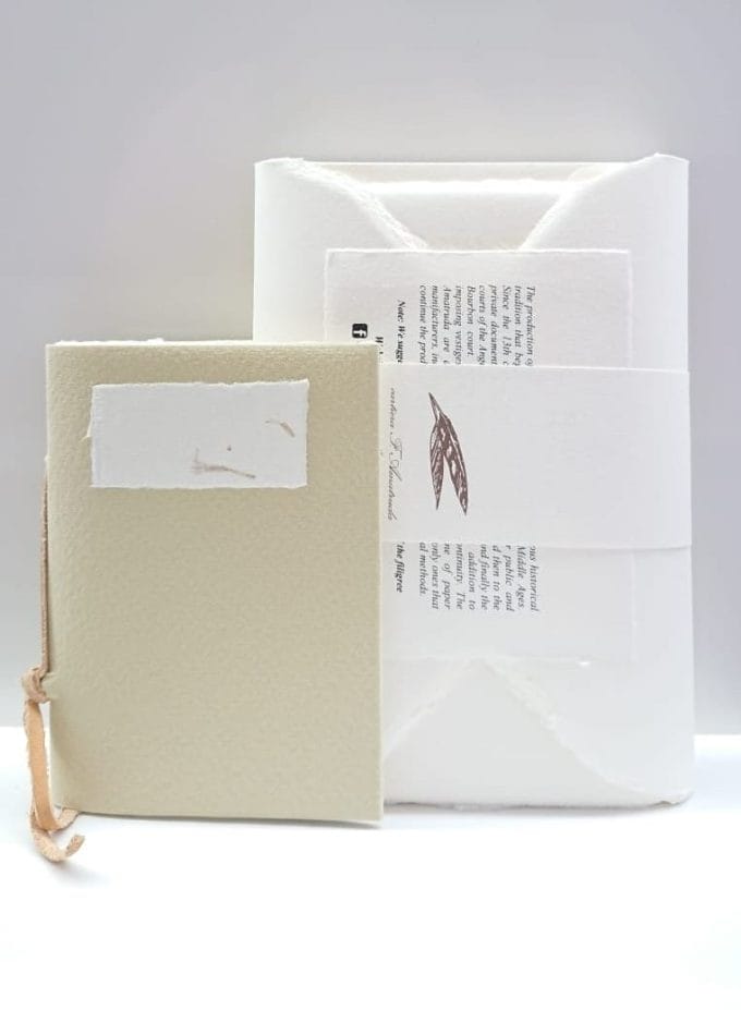 Amalfi paper gift box with matching cards and envelopes and an elegant hand-bound notebook