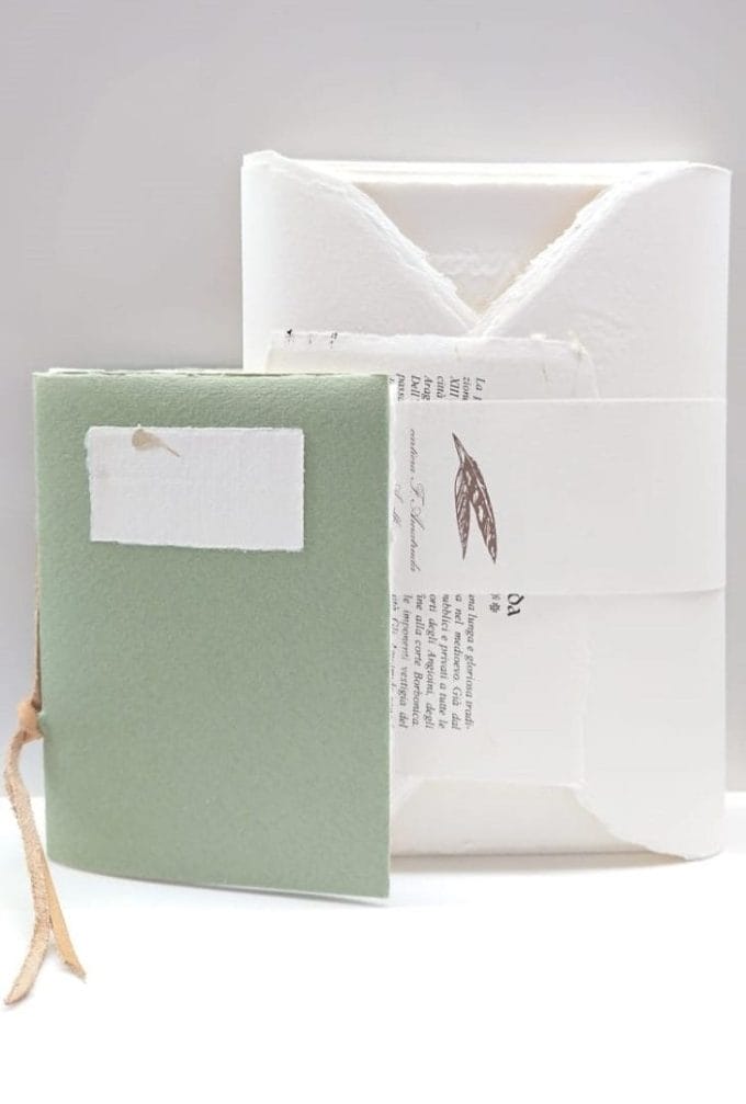 Gift box with Amalfi paper cards and envelopes plus an elegant notebook with green cover