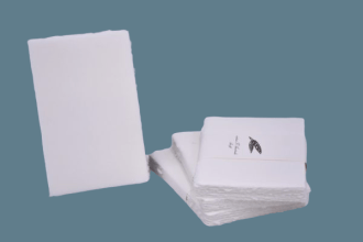 Reception invitation card in ivory Amalfi paper. Size 11x9