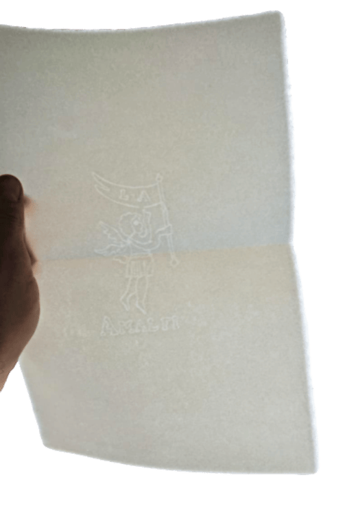 Filigarana Angelo Filigrana "Angelo" della cartiera Amatruda di Amalfi su carta formato A4 avorio
