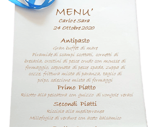 Menù per matrimonio in carta a mano di Amalfi stampato su foglio A4