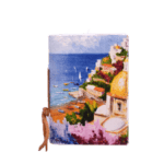 Handmade paper notebook of Amalfi and personalized cover with a view of the beach of Positano.