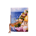 Quaderno in carta a mano di Amalfi e copertina personalizzata con la veduta della spiaggia di Positano.
