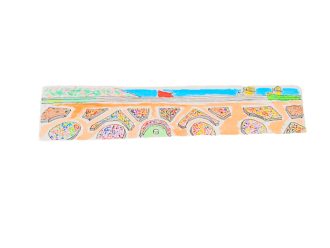 Amalfi handmade paper wedding bookmark with watercolor illustrations of the Amalfi coast.