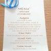 Custom wedding menu printing on A4 sheet of Amalfi paper