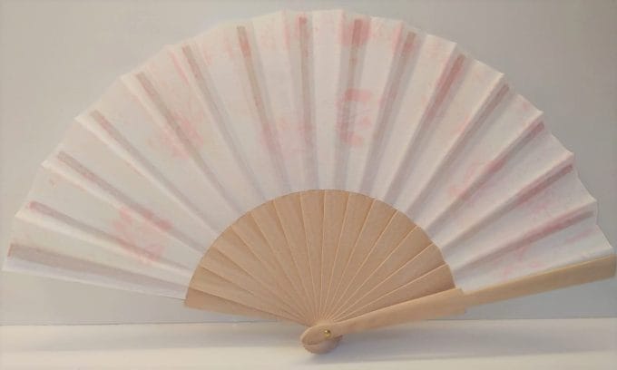 Rose Rose colored hand marbled wedding fan.