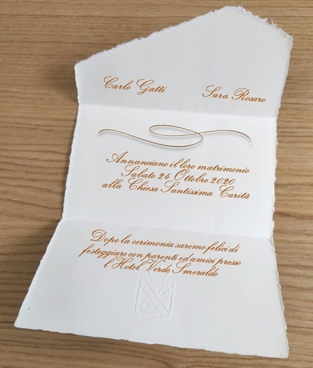 Come scrivere le partecipazioni nozze in modo corretto - La carta di Amalfi  - Carta di Amalfi per partecipazioni matrimonio e arte