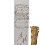Elegant Amalfi paper wedding place holder personalized with the initials of the bride and groom