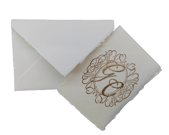 Amalfi paper wedding placeholder personalized with initials