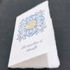 Folding card with blue majolica