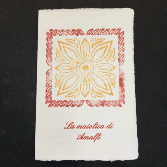 Original greeting card with Amalfi majolica bordeaux