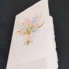 Folding card made of Amalfi paper with watercolor decoration of a wedding bouquet made by Lo Scrigno di Santa Chiara