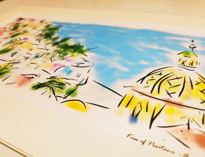 Kiss of Positano Detail of the painting Kiss of Positano made by Lo Scrigno di Santa Chiara.