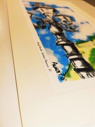 Dettaglio della firma dell'autore dell'illustrazione di arte contemporanea Daily threats.