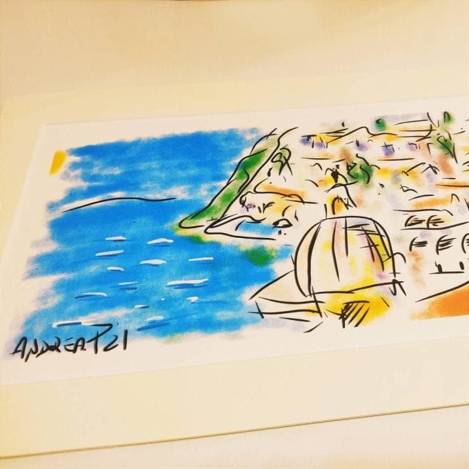 Dettaglio dell'illustrazione artistica Summer in Positano.