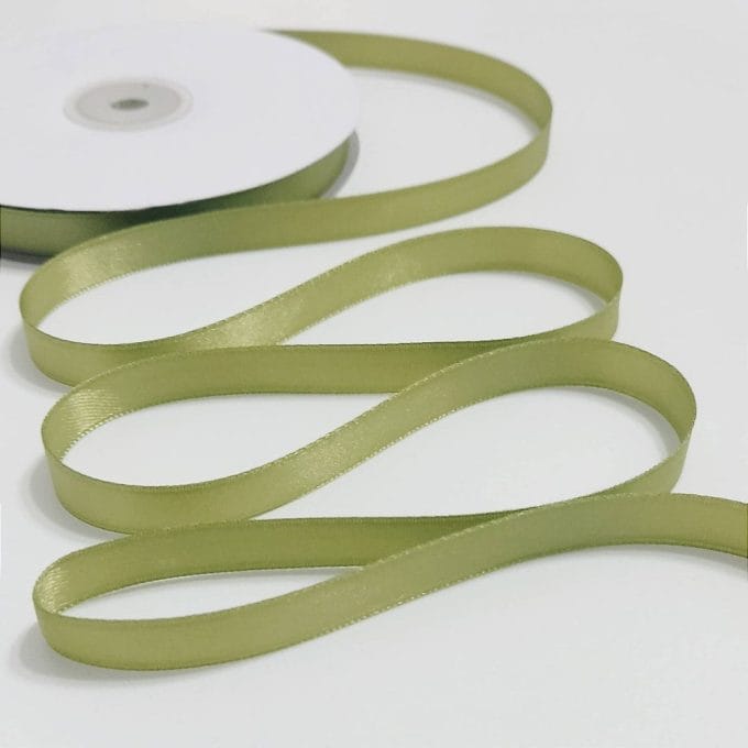Green double satin ribbon for closing and sealing Amalfi paper wedding invitations