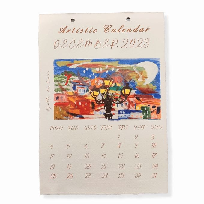 Illustrazione del calendario per il mese di Dicembre