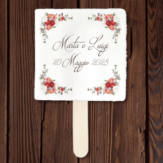 Customizable Amalfi paper wedding fans. Paper size 15*15 cm.