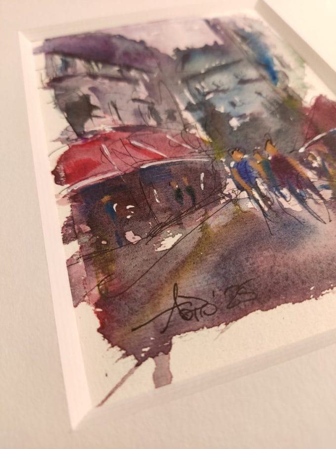 Detail of artist's signature and texture of Amalfi paper